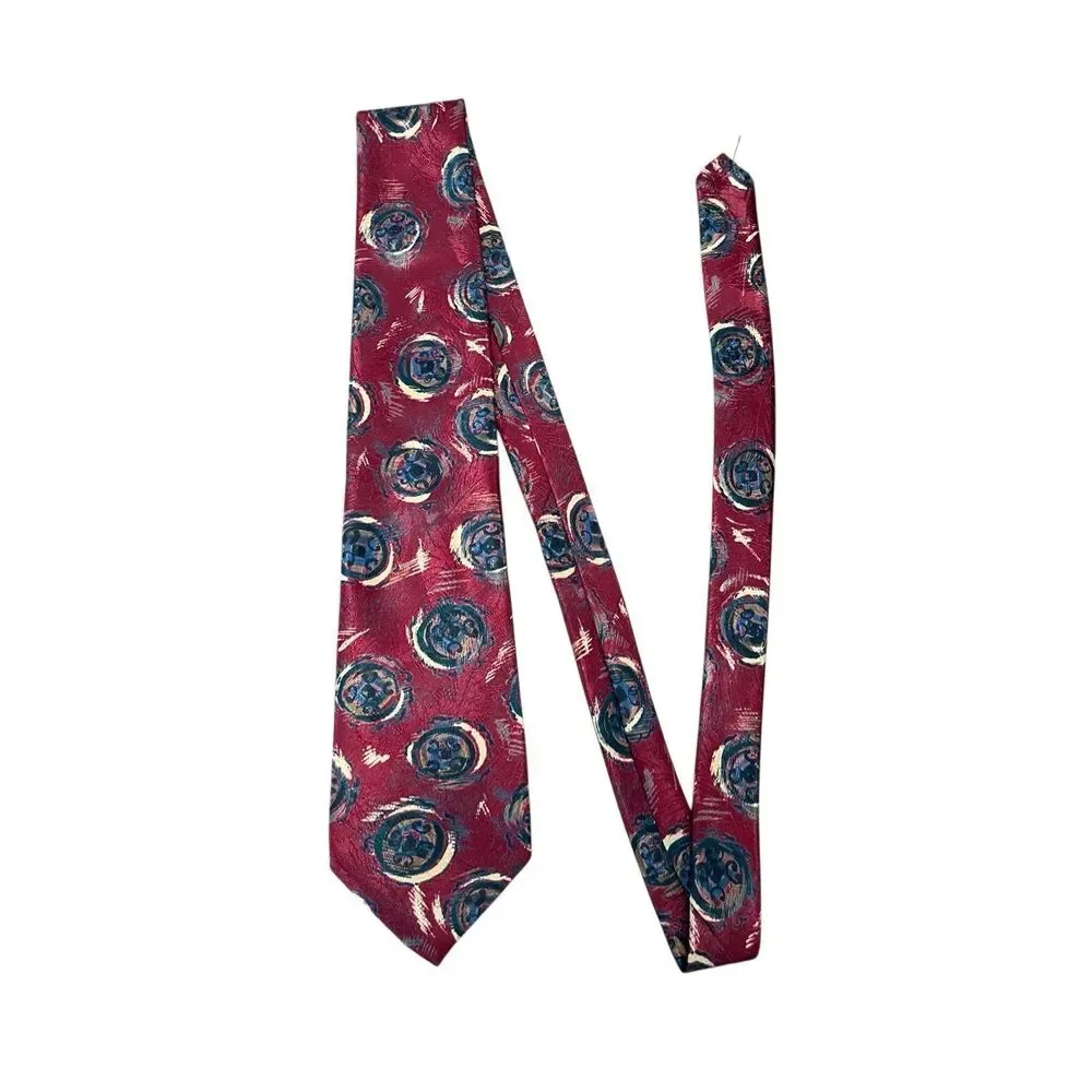 John Weitz Vintage Red Abstract Polyester Men’s‎ Neck Tie
